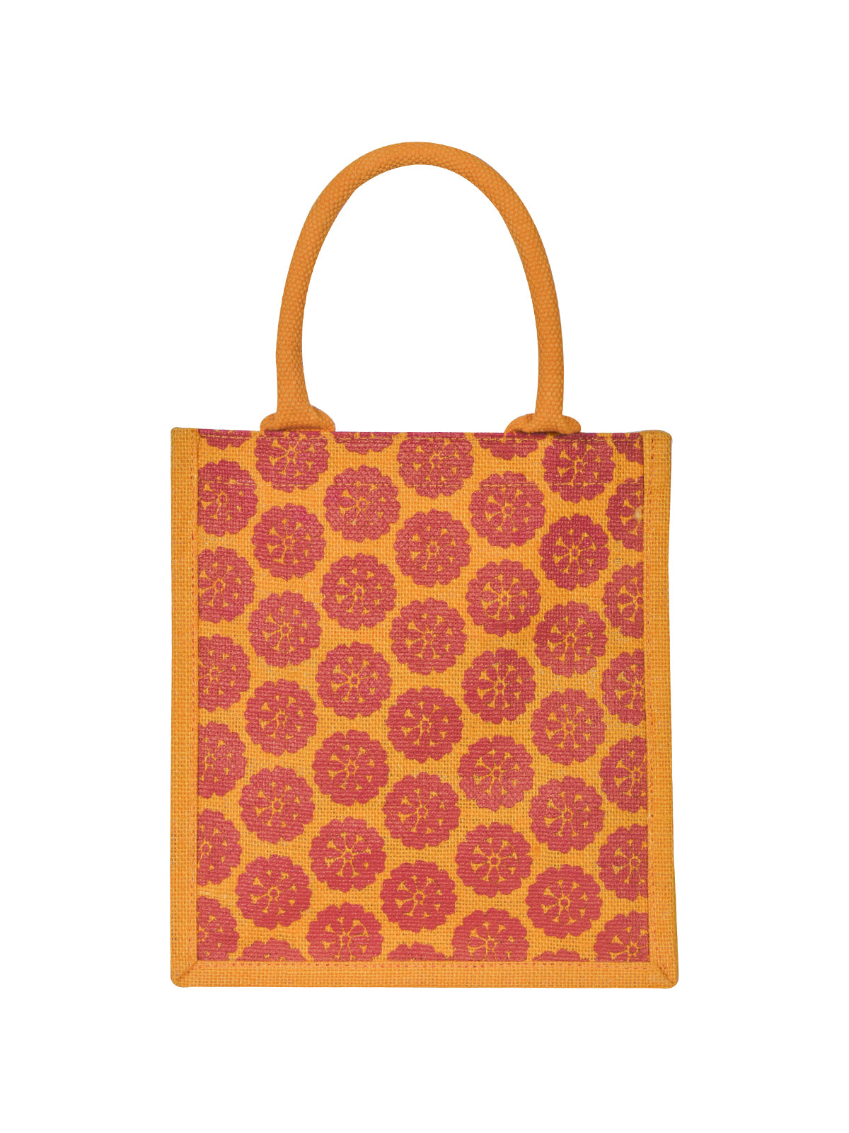 JUTE COTTAGE POCKET ZIPPER LUNCH BAG, SUSTAINABLE, ECO-FRIENDLY, 100% GENUINE JUTE, STYLISH (YELLOW 11X10X7)
