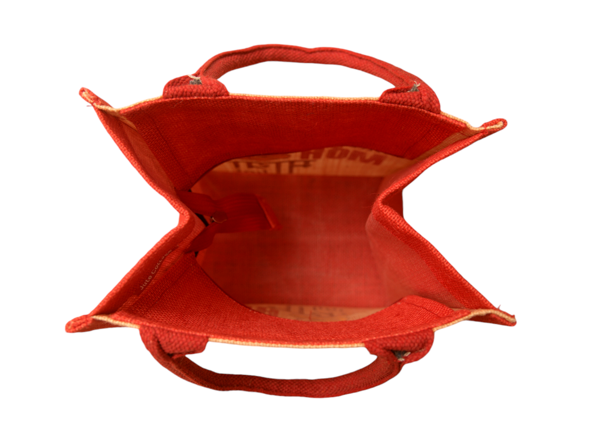 JUTE COTTAGE MOH MAYA PRINT LUNCH ZIPPER SUSTAINABLE, ECO-FRIENDLY, 100% GENUINE JUTE, STYLISH (CREAM/RED 11X10X7)