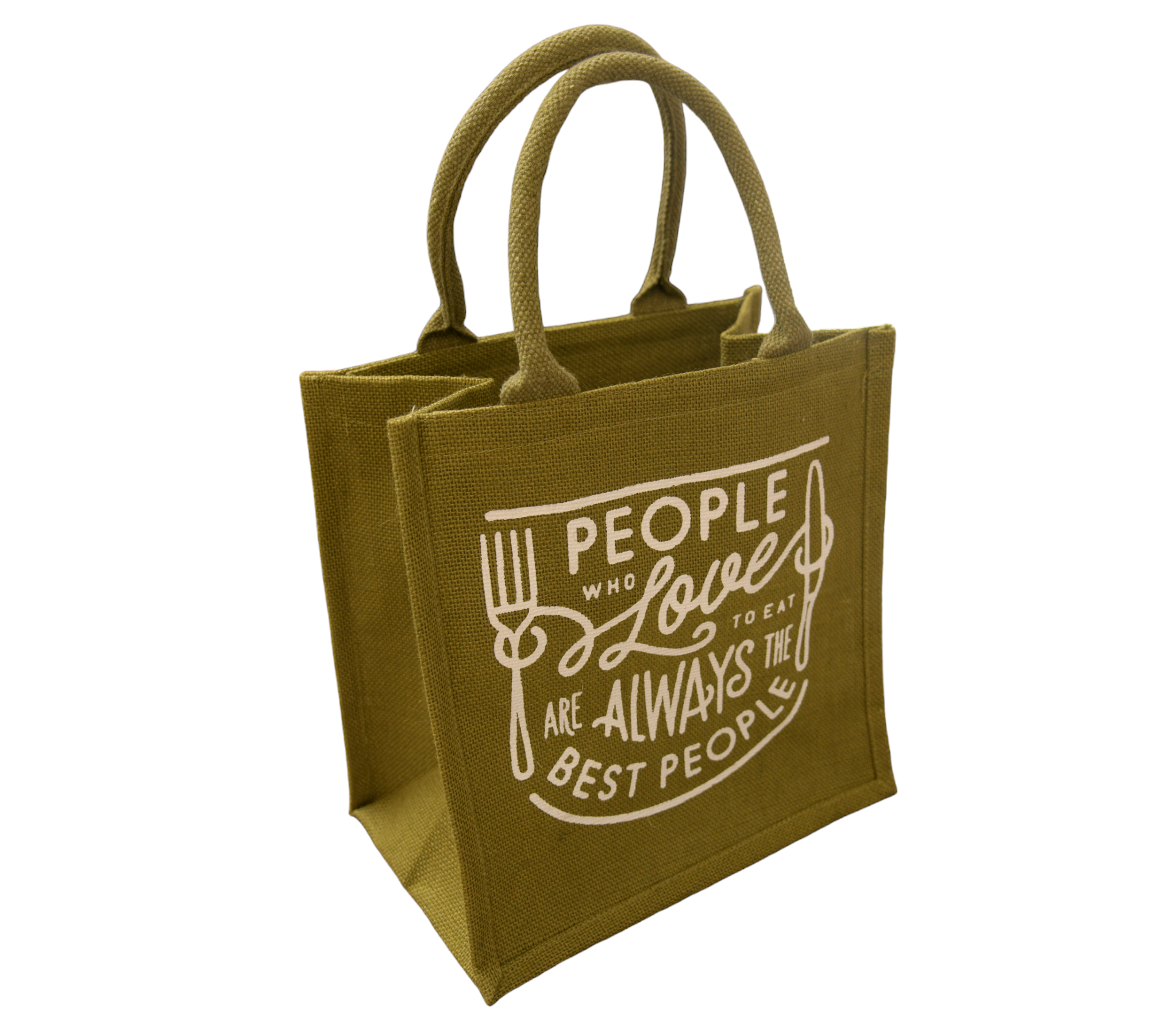 JUTE COTTAGE LOVE TO EAT PRINT LUNCH ZIPPER, SUSTAINABLE, ECO-FRIENDLY, 100% GENUINE JUTE, STYLISH (TURQUOISE BLUE 12X12X7)