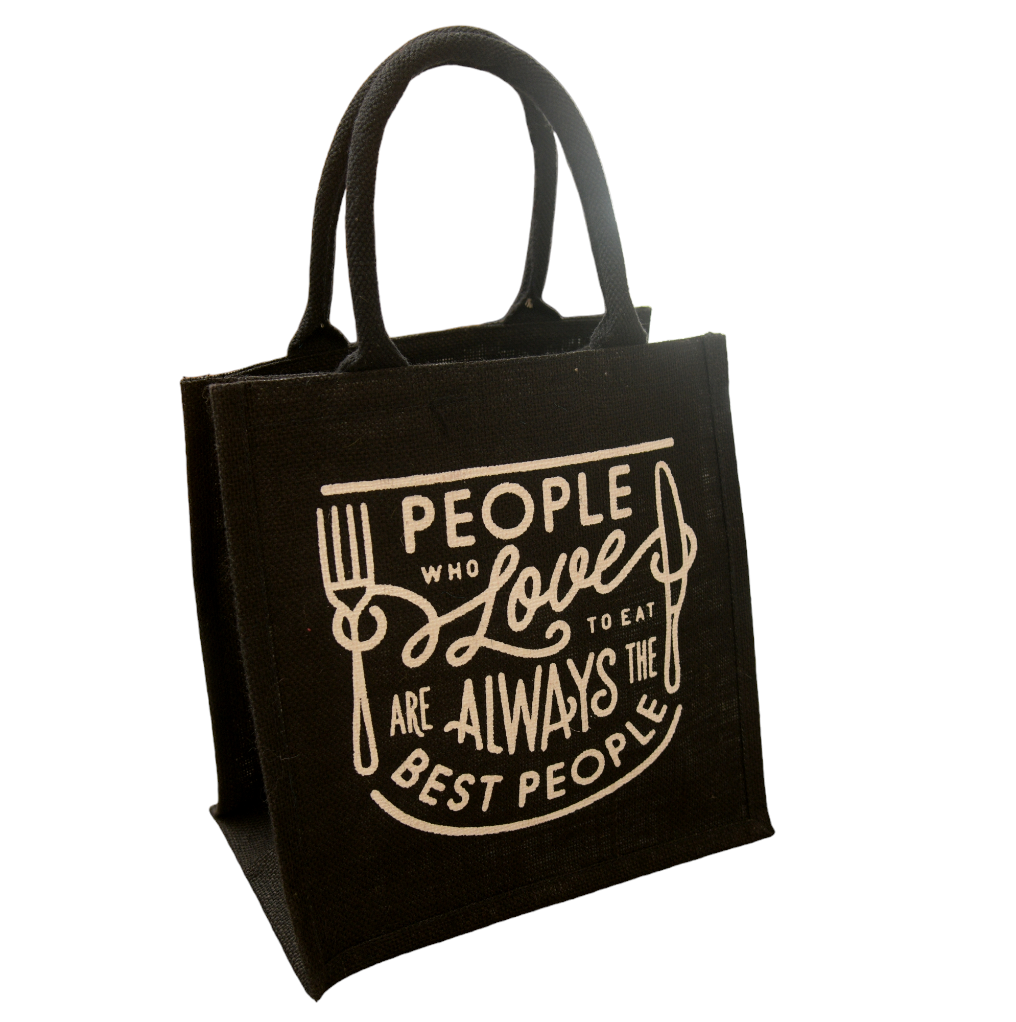 JUTE COTTAGE LOVE TO EAT PRINT LUNCH ZIPPER, SUSTAINABLE, ECO-FRIENDLY, 100% GENUINE JUTE, STYLISH (TURQUOISE BLUE 12X12X7)
