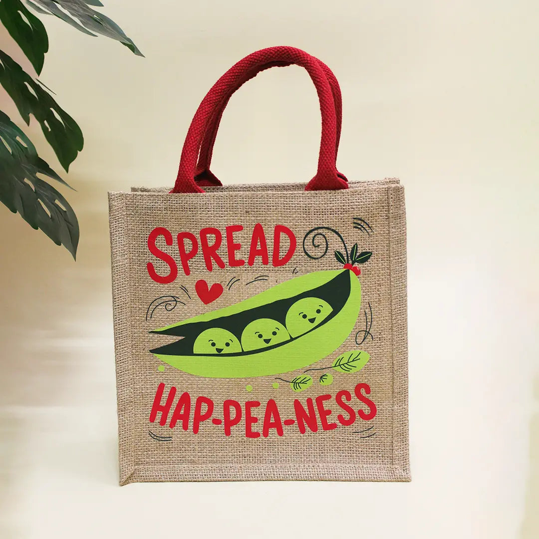 Spread Hap-pea-ness Jute bag
