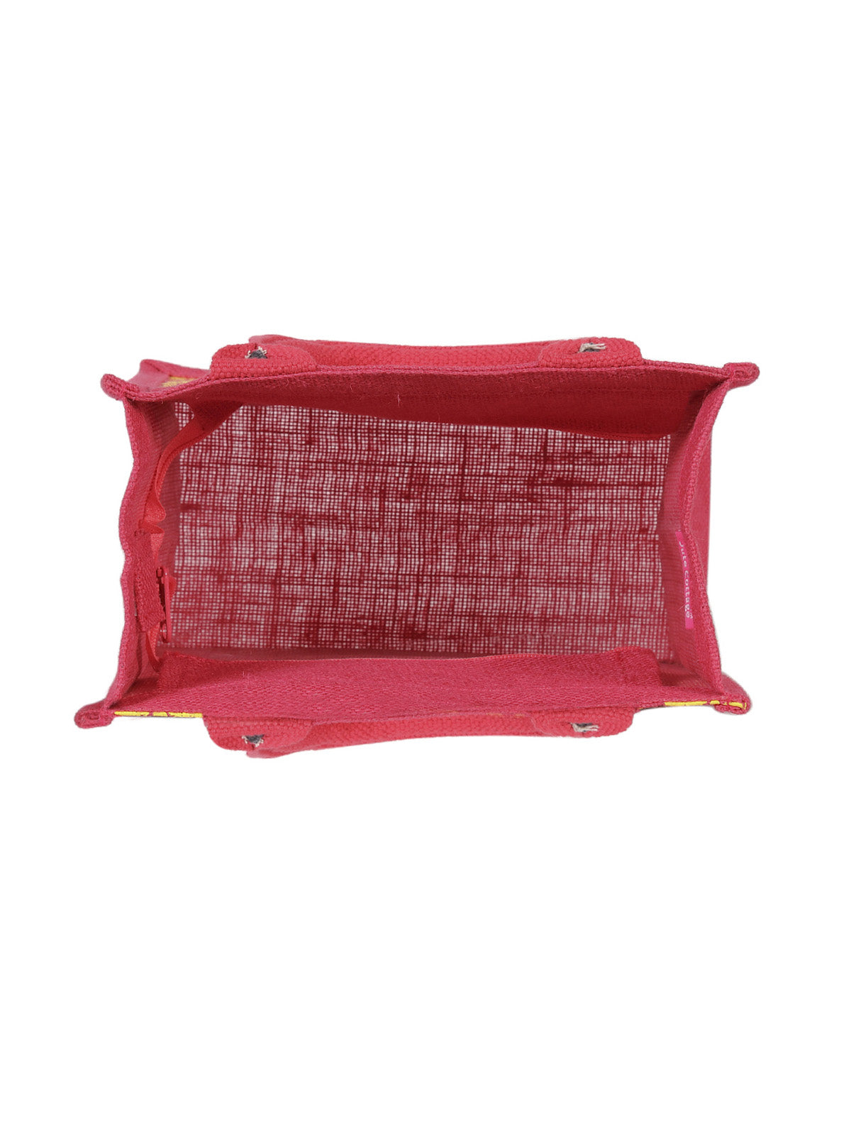 JUTE COTTAGE POCKET ZIPPER LUNCH BAG, SUSTAINABLE, ECO-FRIENDLY, 100% GENUINE JUTE, STYLISH (HOT PINK 11X10X7)