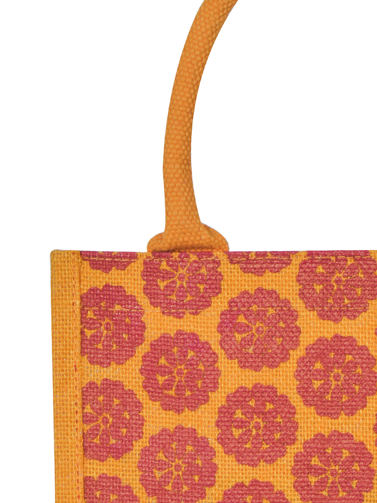 JUTE COTTAGE POCKET ZIPPER LUNCH BAG, SUSTAINABLE, ECO-FRIENDLY, 100% GENUINE JUTE, STYLISH (YELLOW 11X10X7)