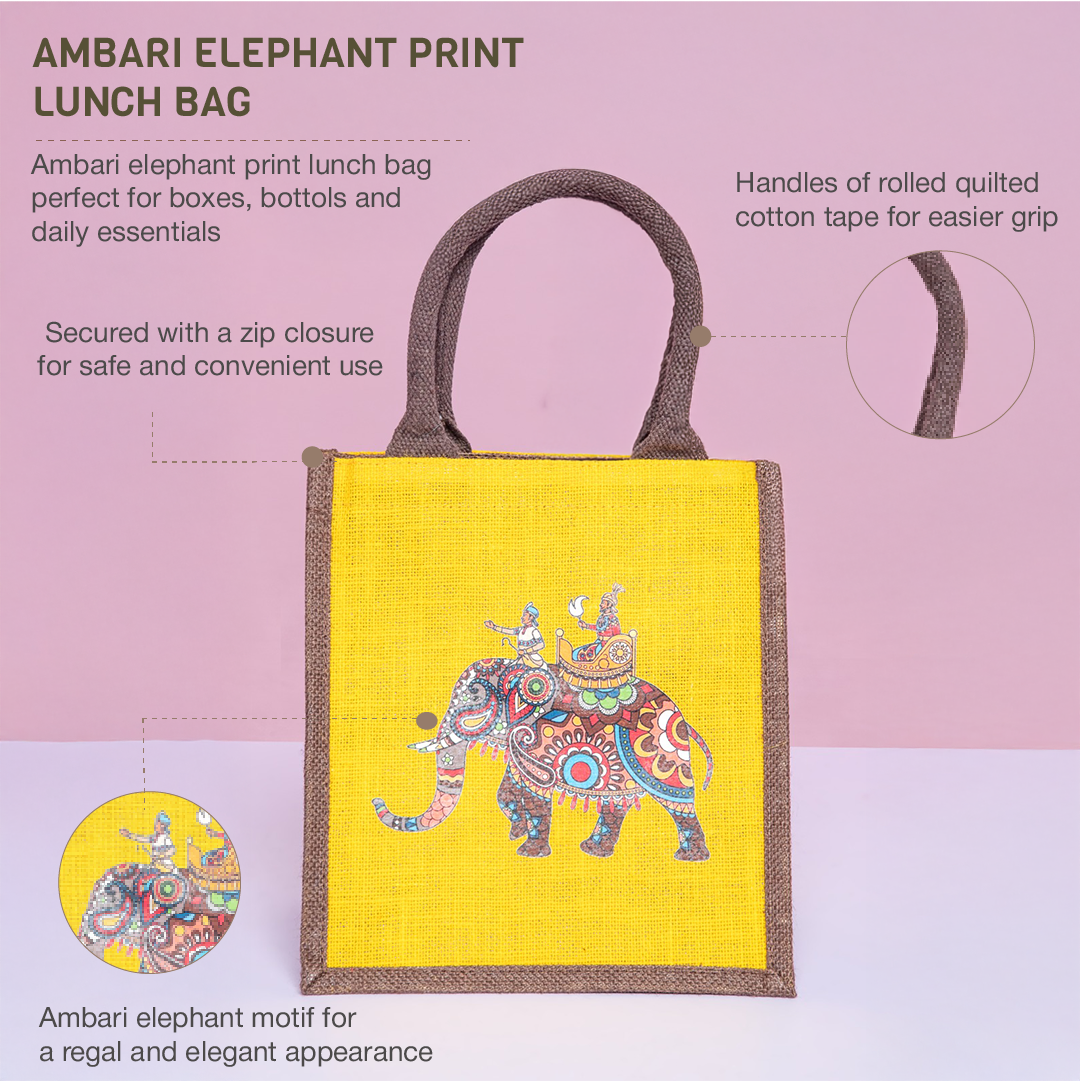 Ambari Elephant Print Lunch Bag