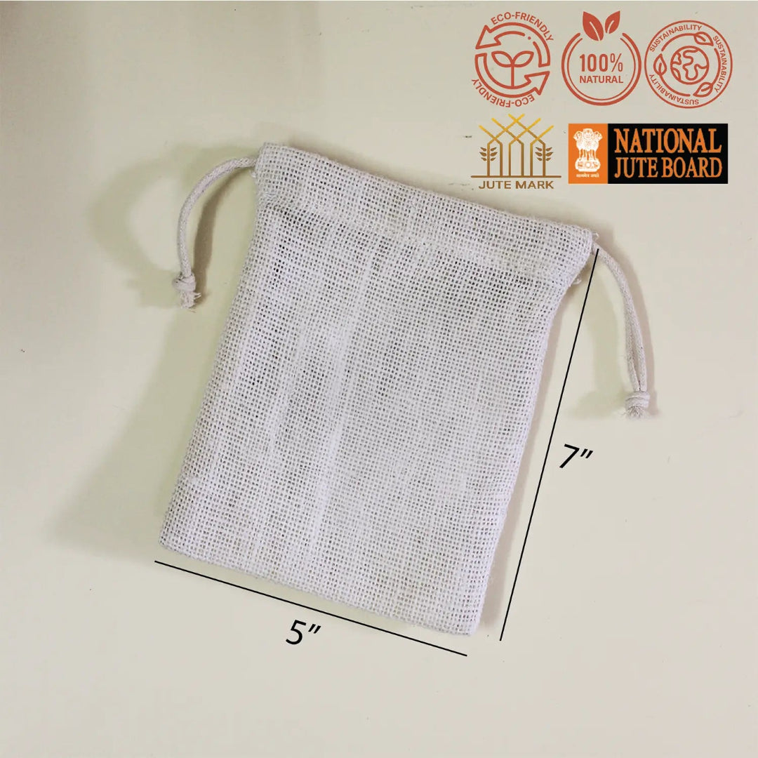 Plain White Jute Pouch (Small)-Pack of 100