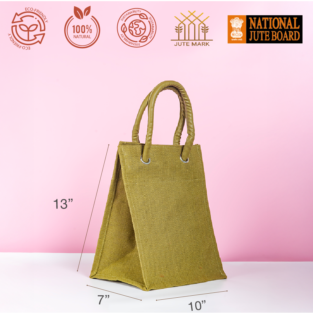 Big Eyelet Jute Lunch Bag