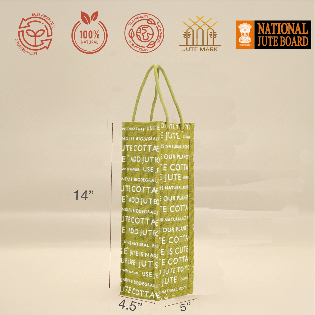 Jute Cottage Printed Bottle Bag