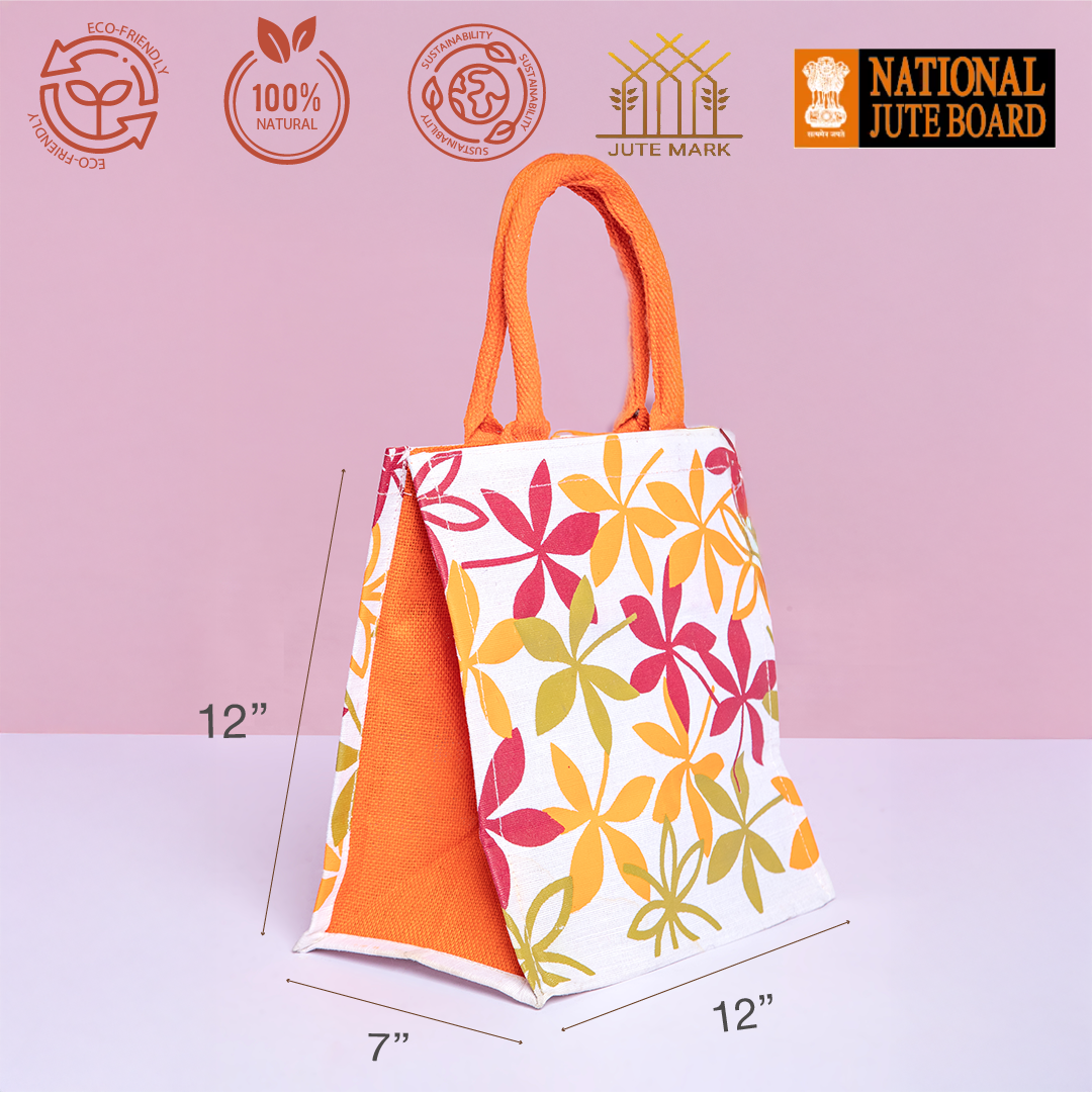Floral Print JUCO Zipper Lunch Bag Square