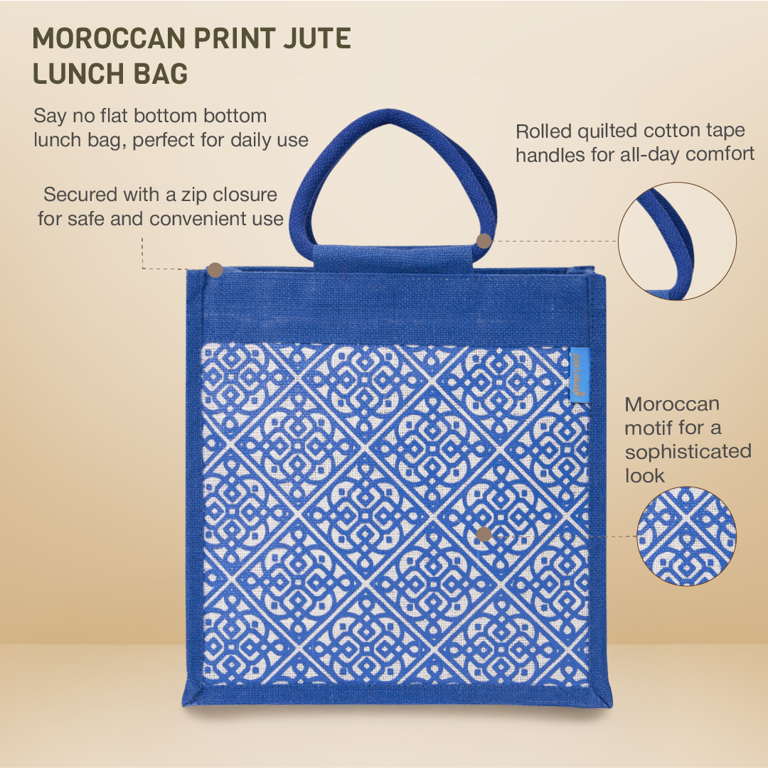 Moroccan Print Jute Lunch Bag
