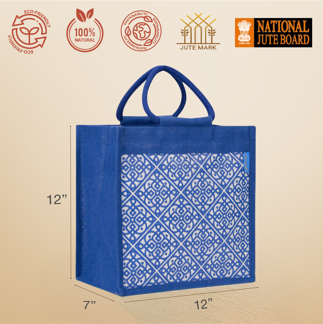 Moroccan Print Jute Lunch Bag