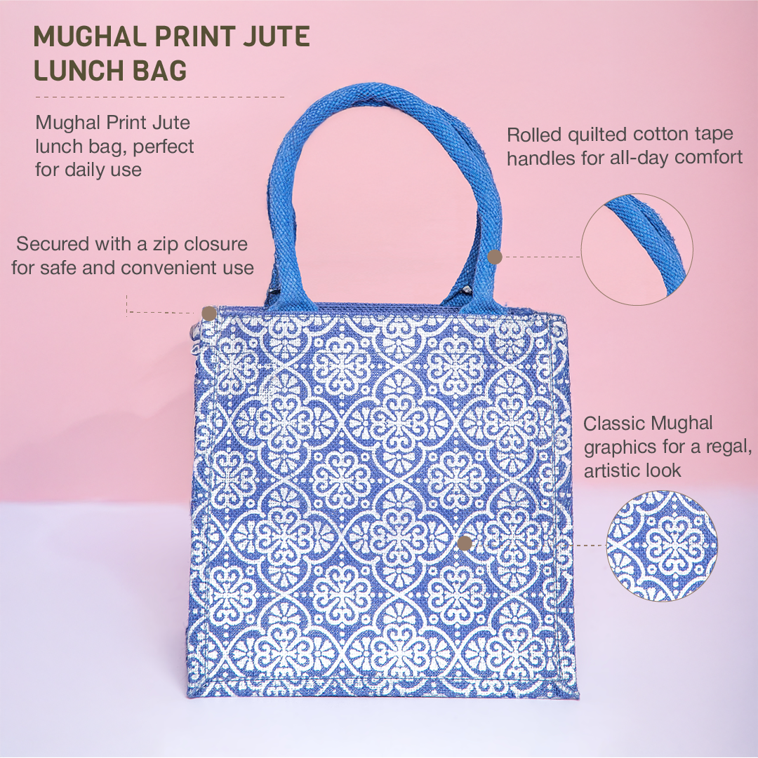 Mughal Print Jute Lunch Bag