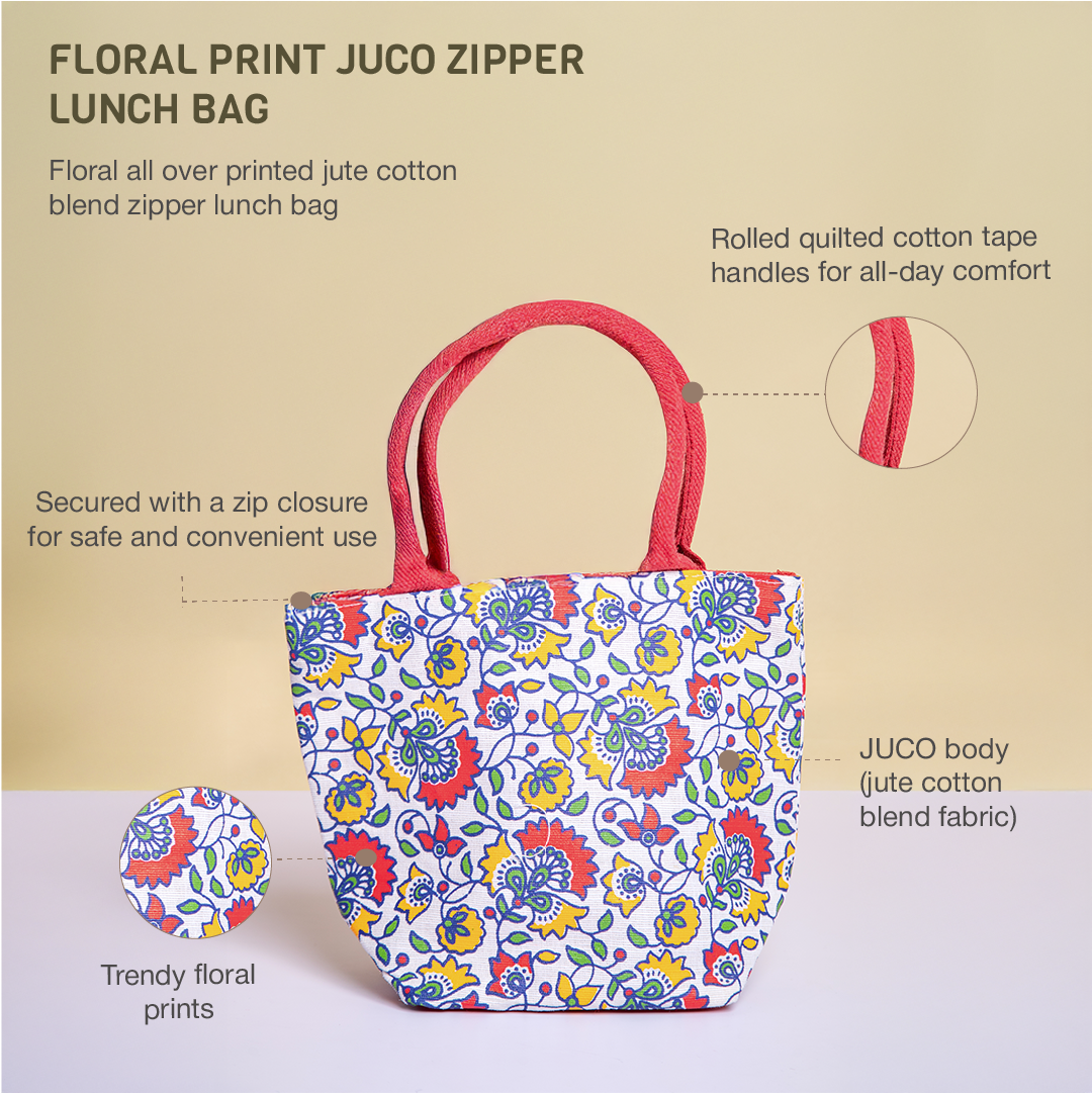 Floral Print JUCO Zipper Lunch Bag