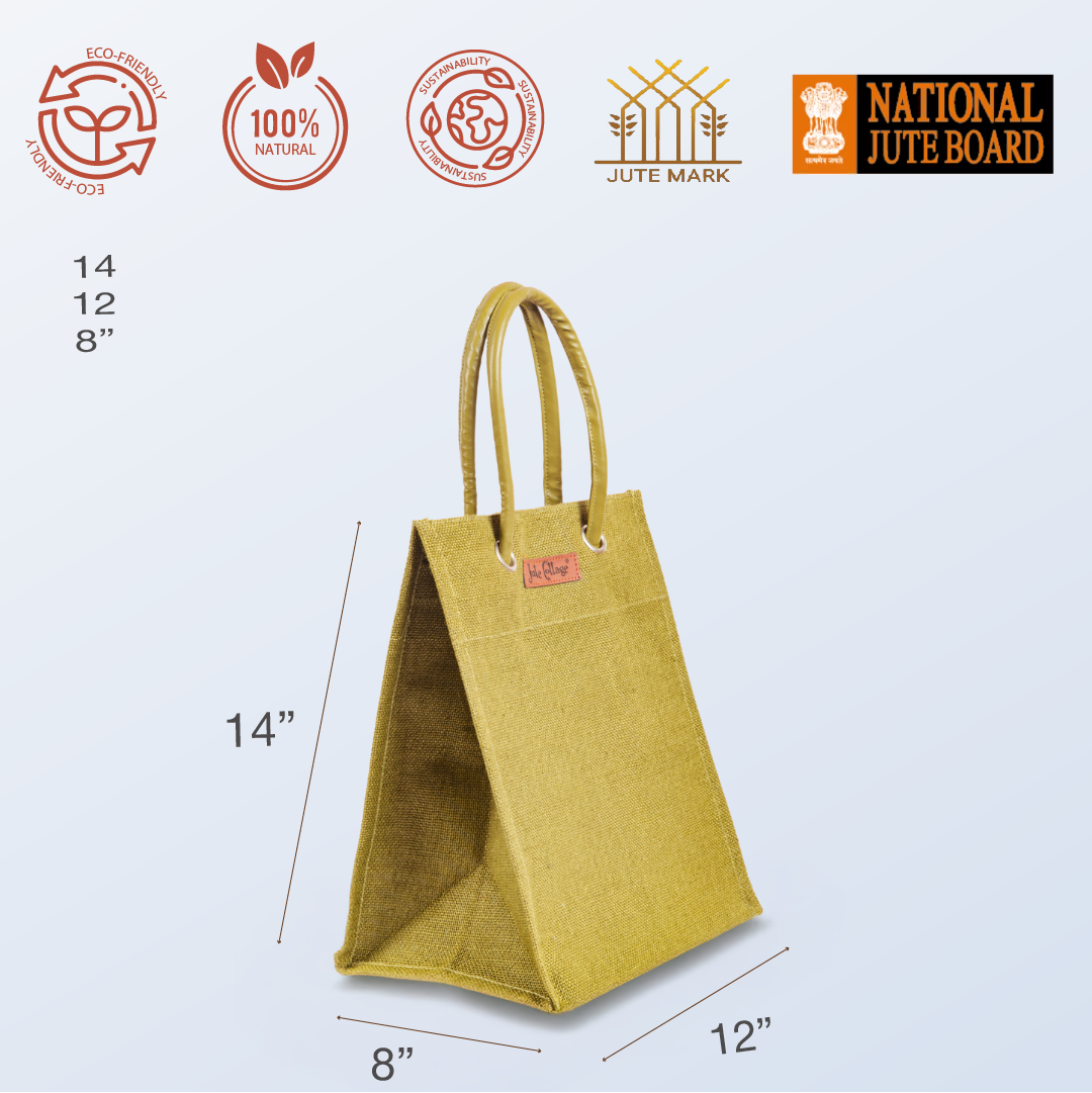 Big Eyelet Jute Lunch Bag Large