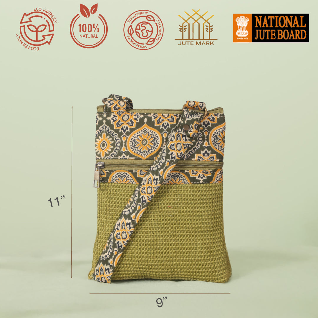 Dobby Kalamkari Jute Sling Bag Medium