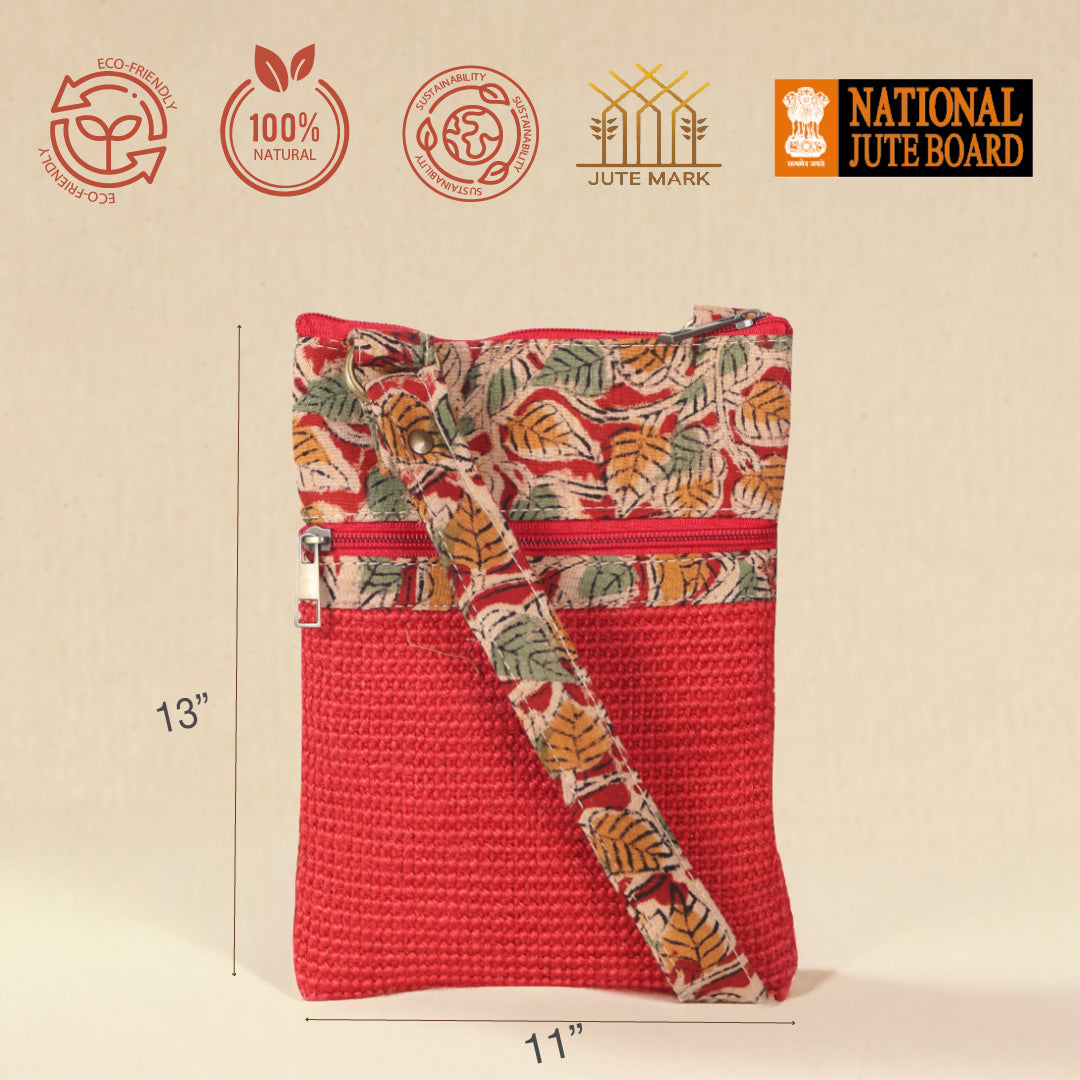Dobby Kalamkari Jute Sling Bag Large