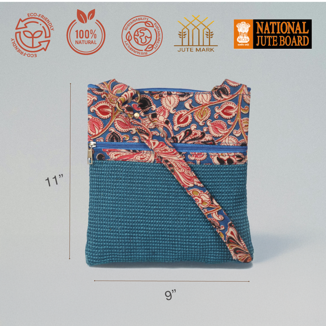 Dobby Kalamkari Jute Sling Bag Medium