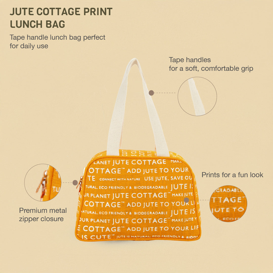 Combo of Jute Yellow and Olive Green Tape Handle Lunch Bags