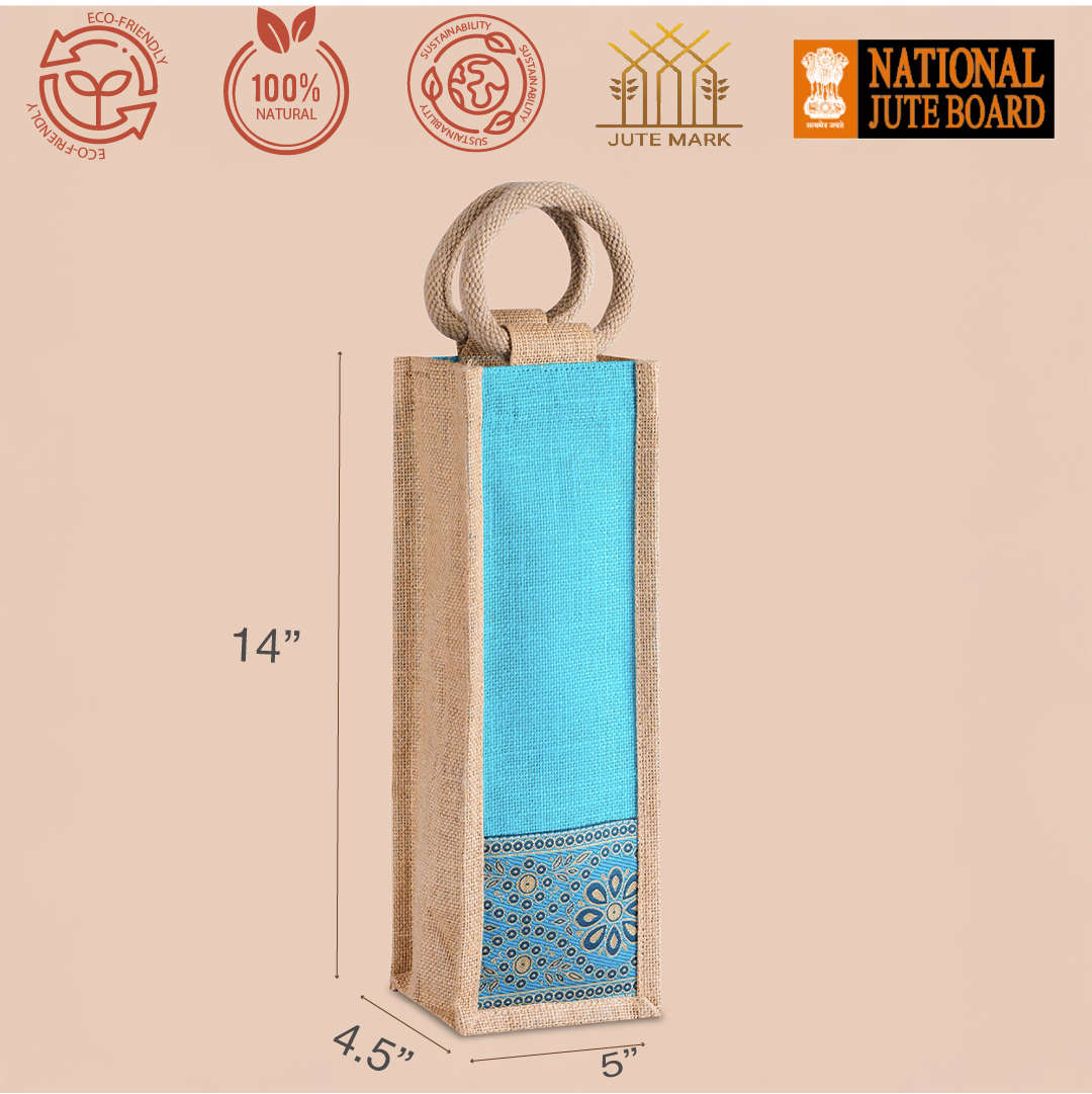 Combo of Jute Lace Zipper Lunch Bag and Bottom Lace Bottle Bag