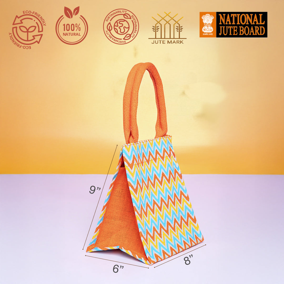 Zig Zag Multicolour Jute Lunch Bag
