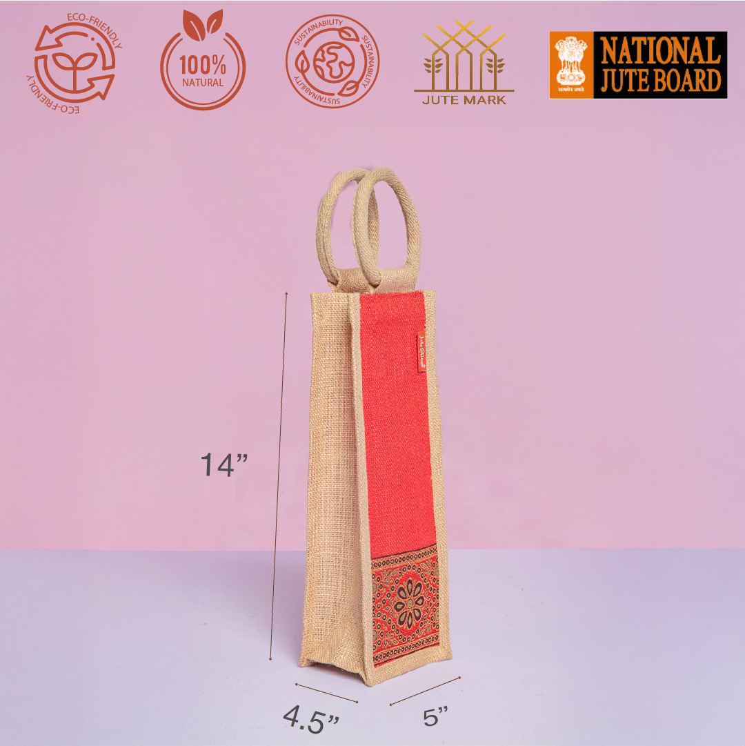 Combo of Jute Lace Zipper Lunch Bag and Bottom Lace Bottle Bag
