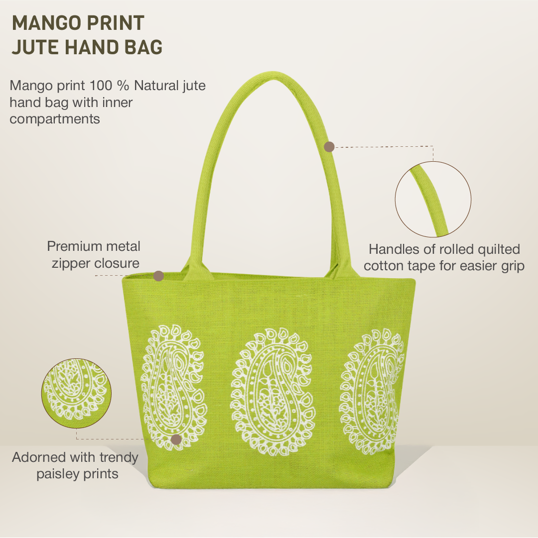 Mango print Jute handbag