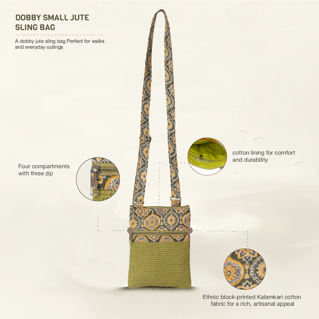 Dobby kalamkari sling bag small