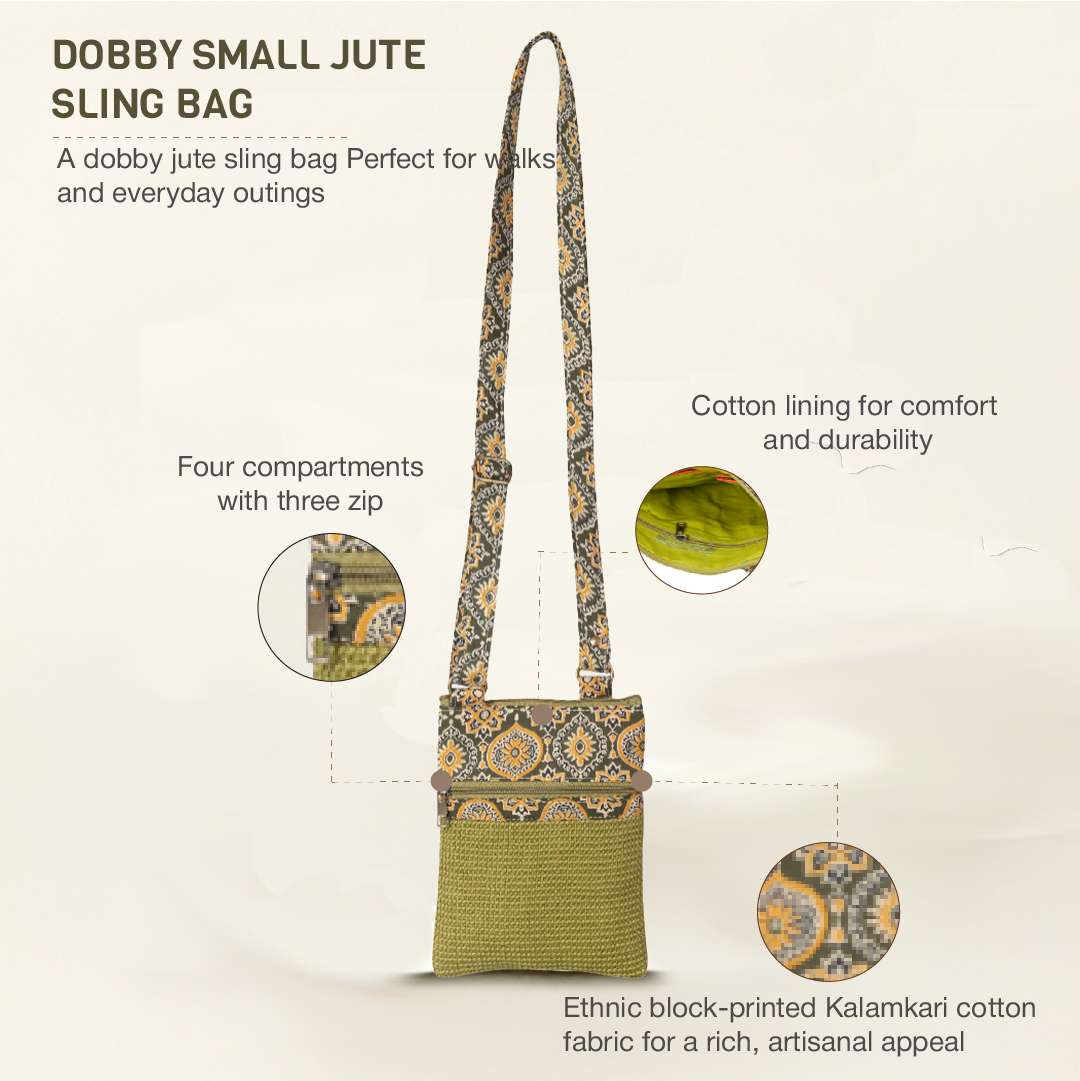 Dobby kalamkari sling bag small