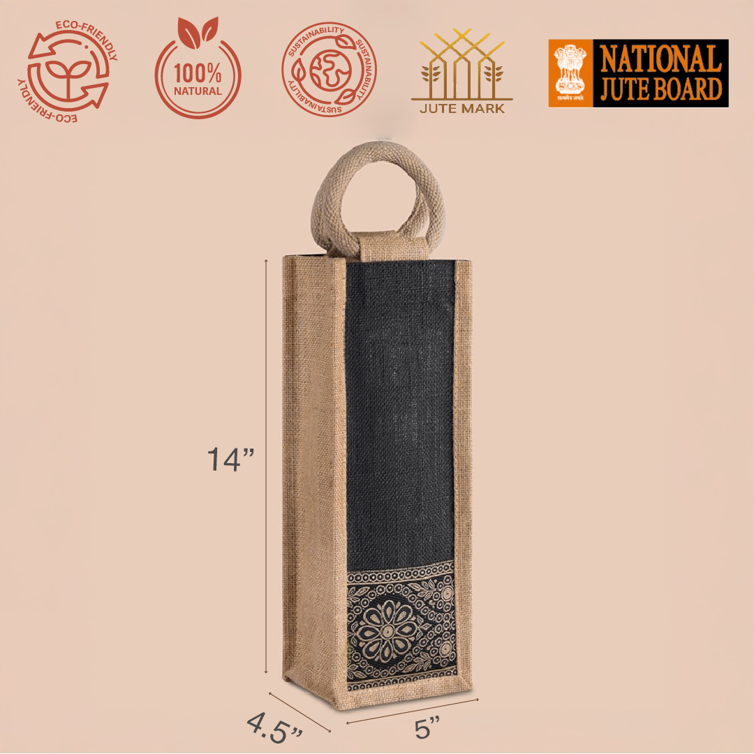 Combo of Jute Lace Zipper Lunch Bag and Bottom Lace Bottle Bag