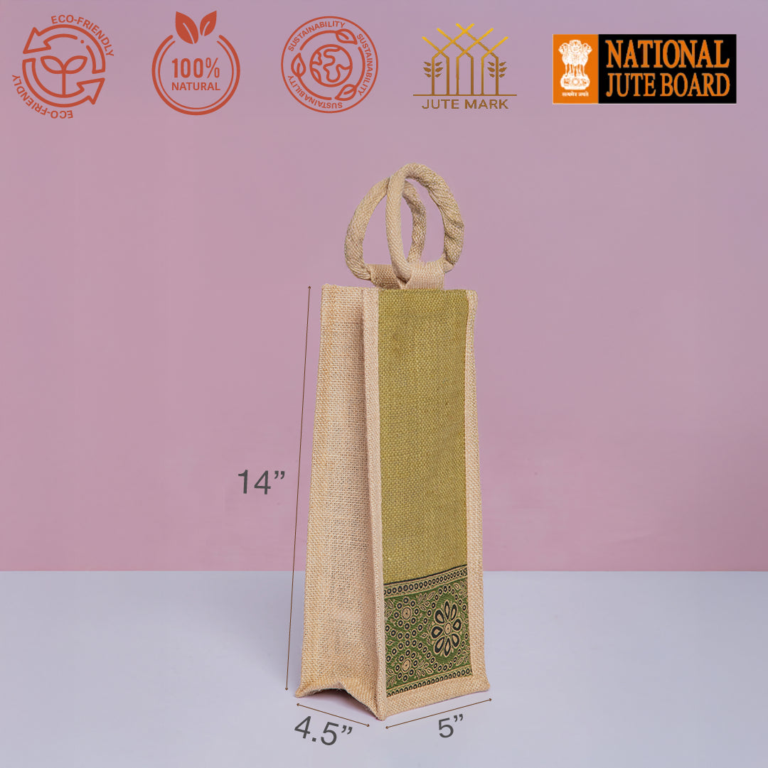 Combo of Jute Lace Zipper Lunch Bag and Bottom Lace Bottle Bag
