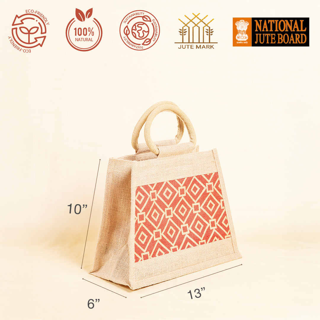 Taper Zipper Jute Lunch Bag