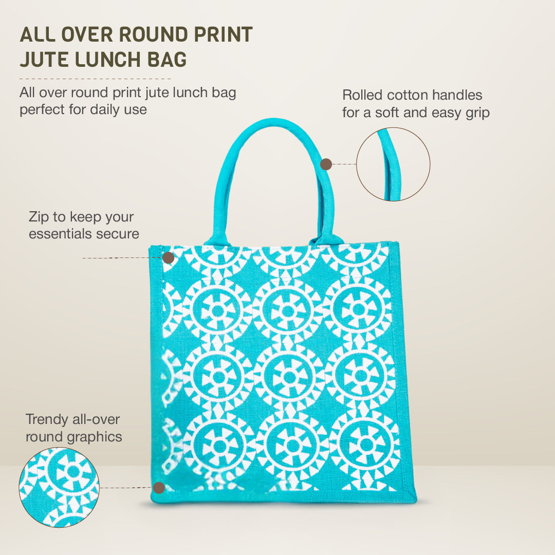 12 X 12 X 7 - ROUND PRINT ALL OVER LUNCH BAG (B-055-RED)