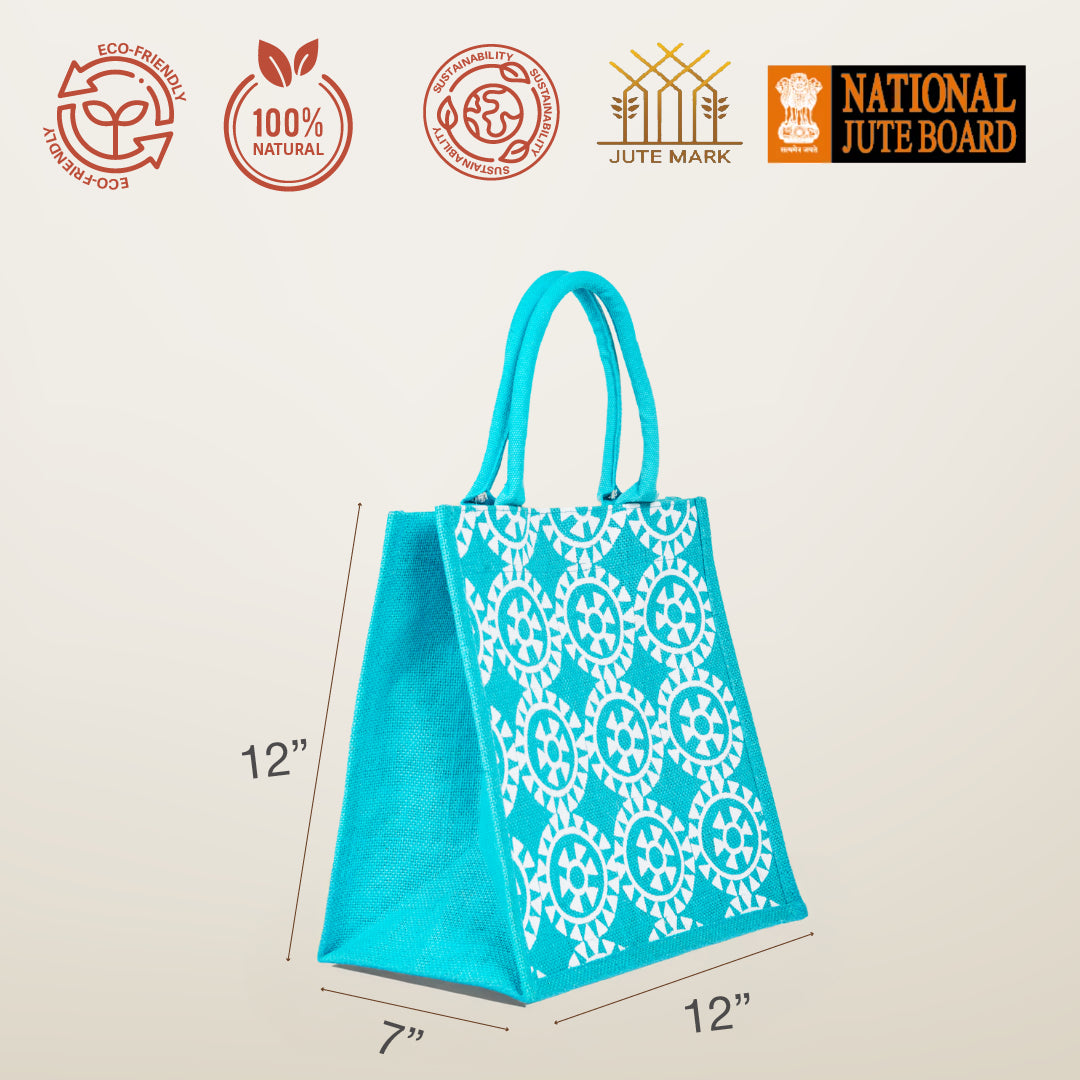 12 X 12 X 7 - ROUND PRINT ALL OVER LUNCH BAG (B-055-RED)