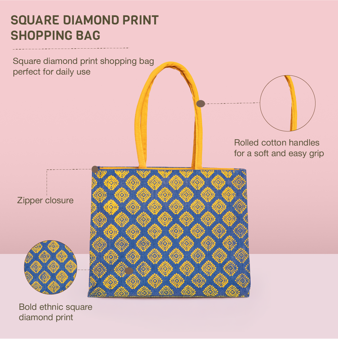 Square Diamond All over print Shopping bag