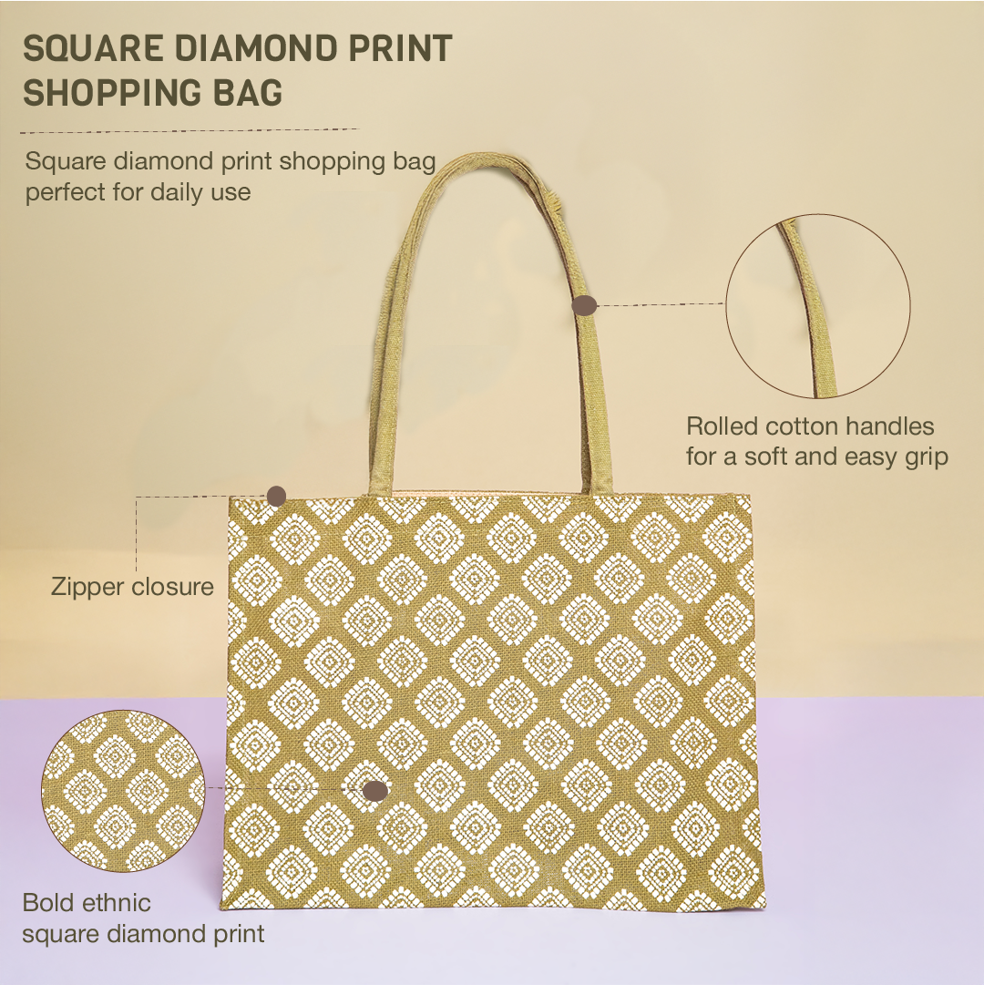 Square Diamond All over print Shopping bag