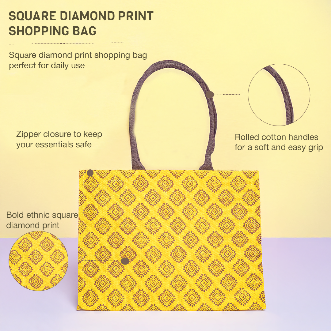 Square Diamond All over print Shopping bag