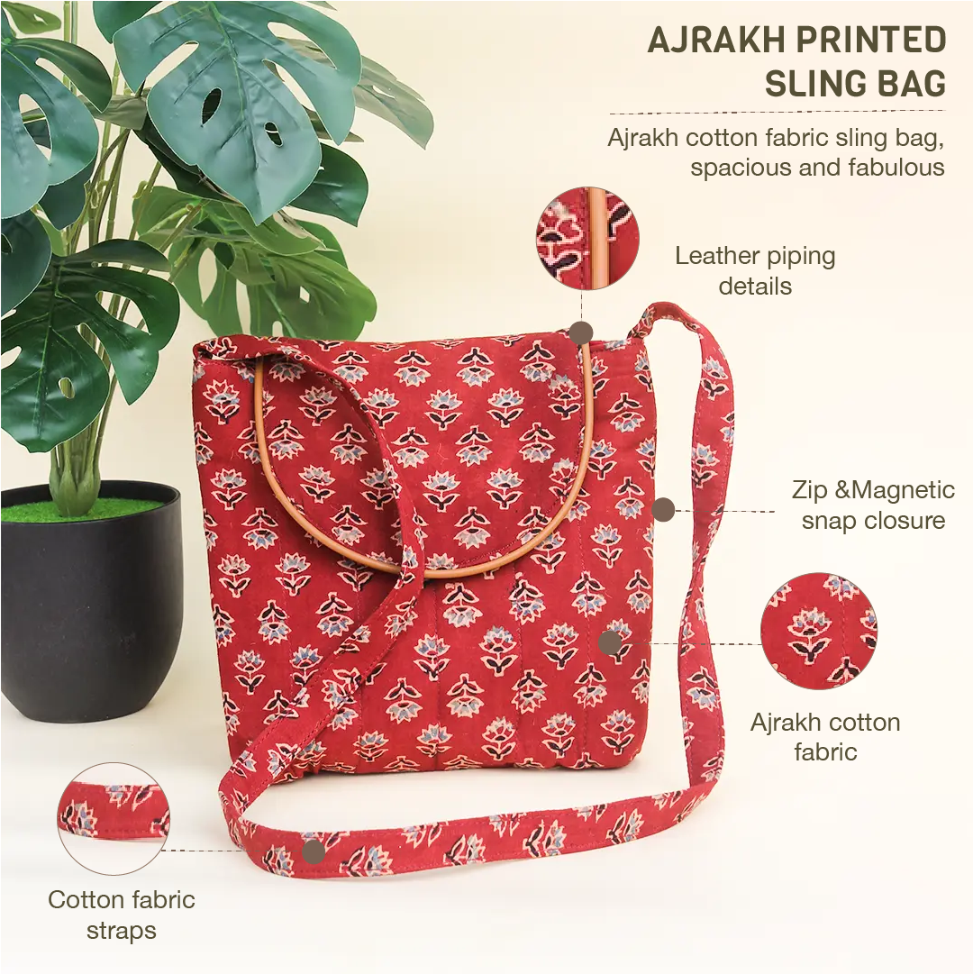 Ajrakh Printed Sling Bag