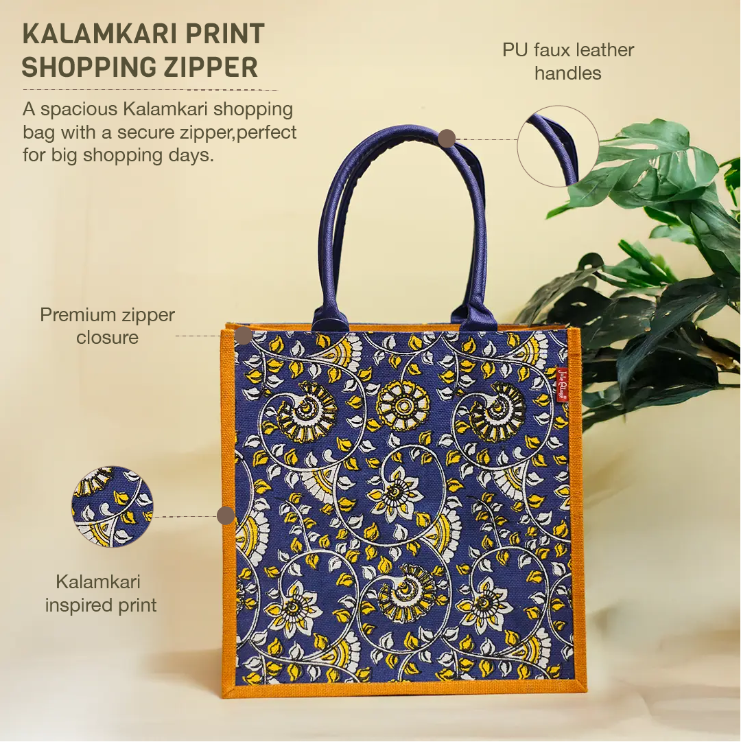 Kalamkari Print Shopping Zipper
