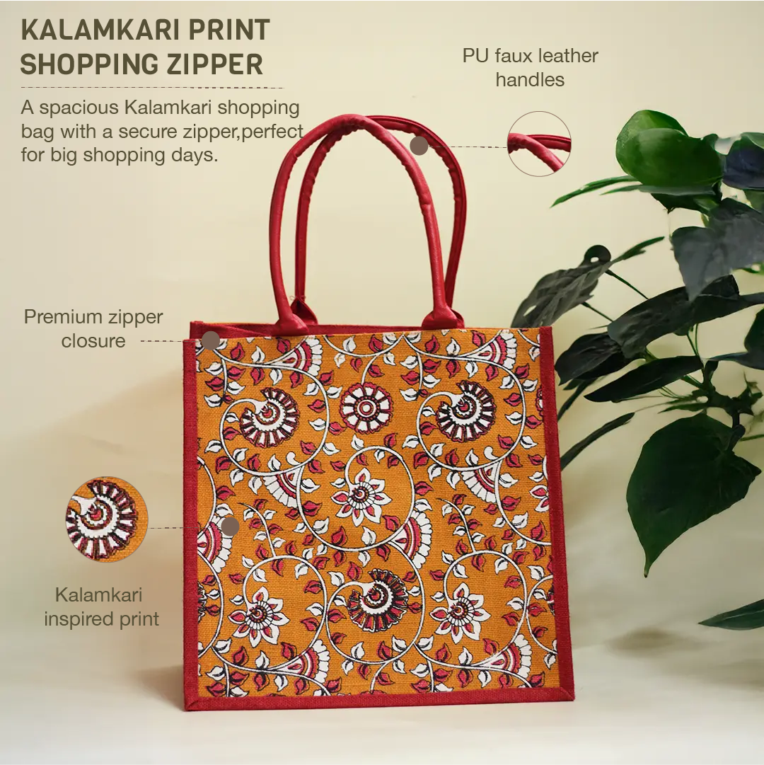 Kalamkari Print Shopping Zipper
