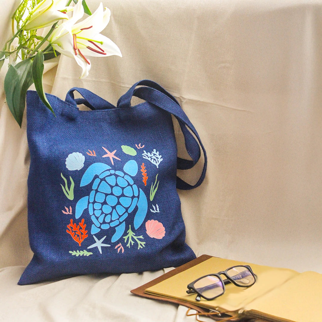 Under the Sea Jute Tote bag