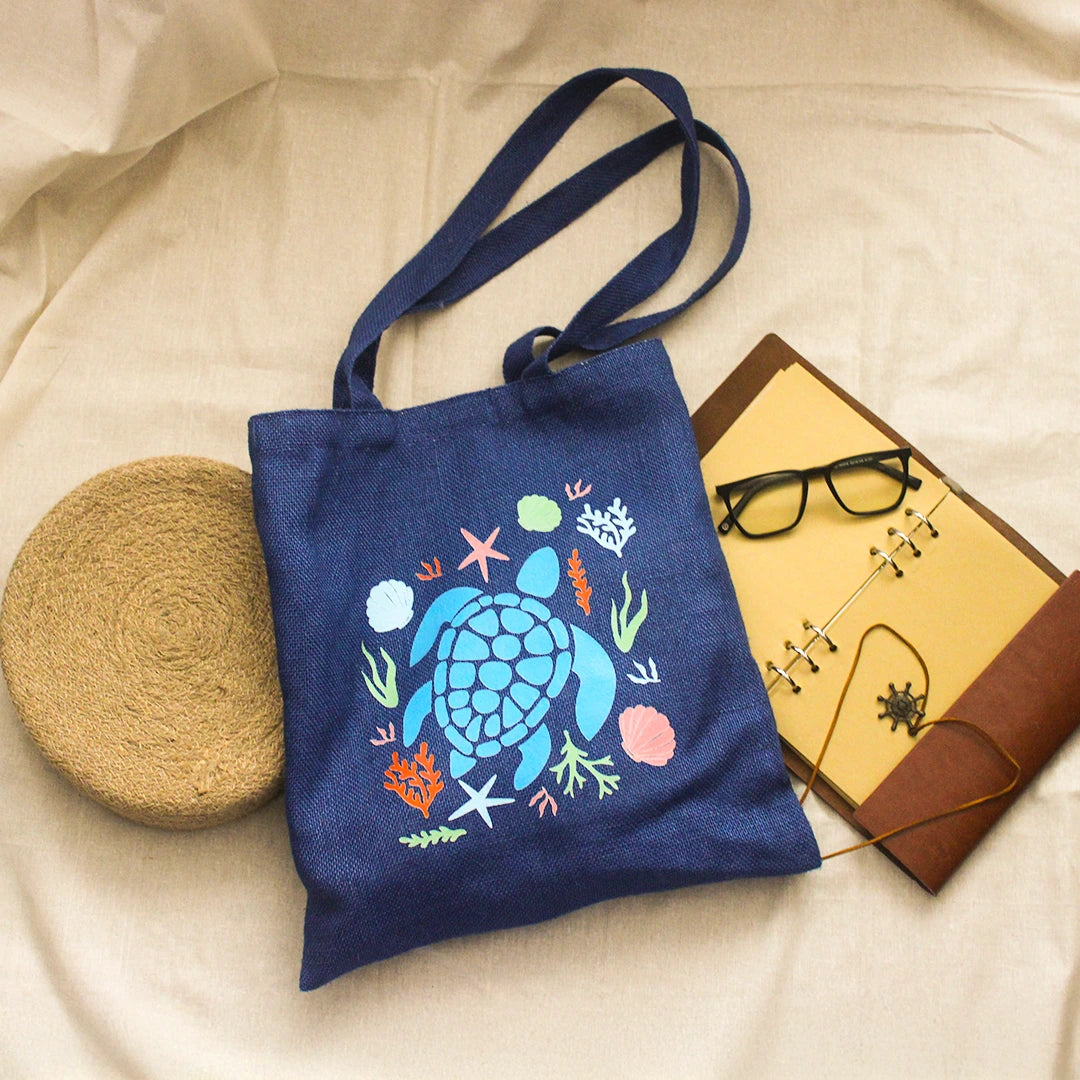 Under the Sea Jute Tote bag