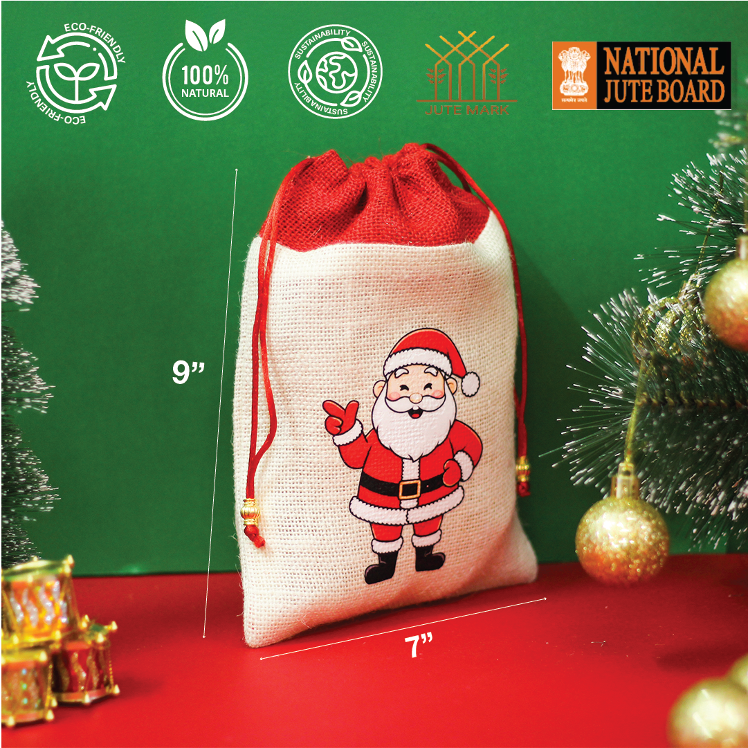 Santa Claus Christmas string pouch