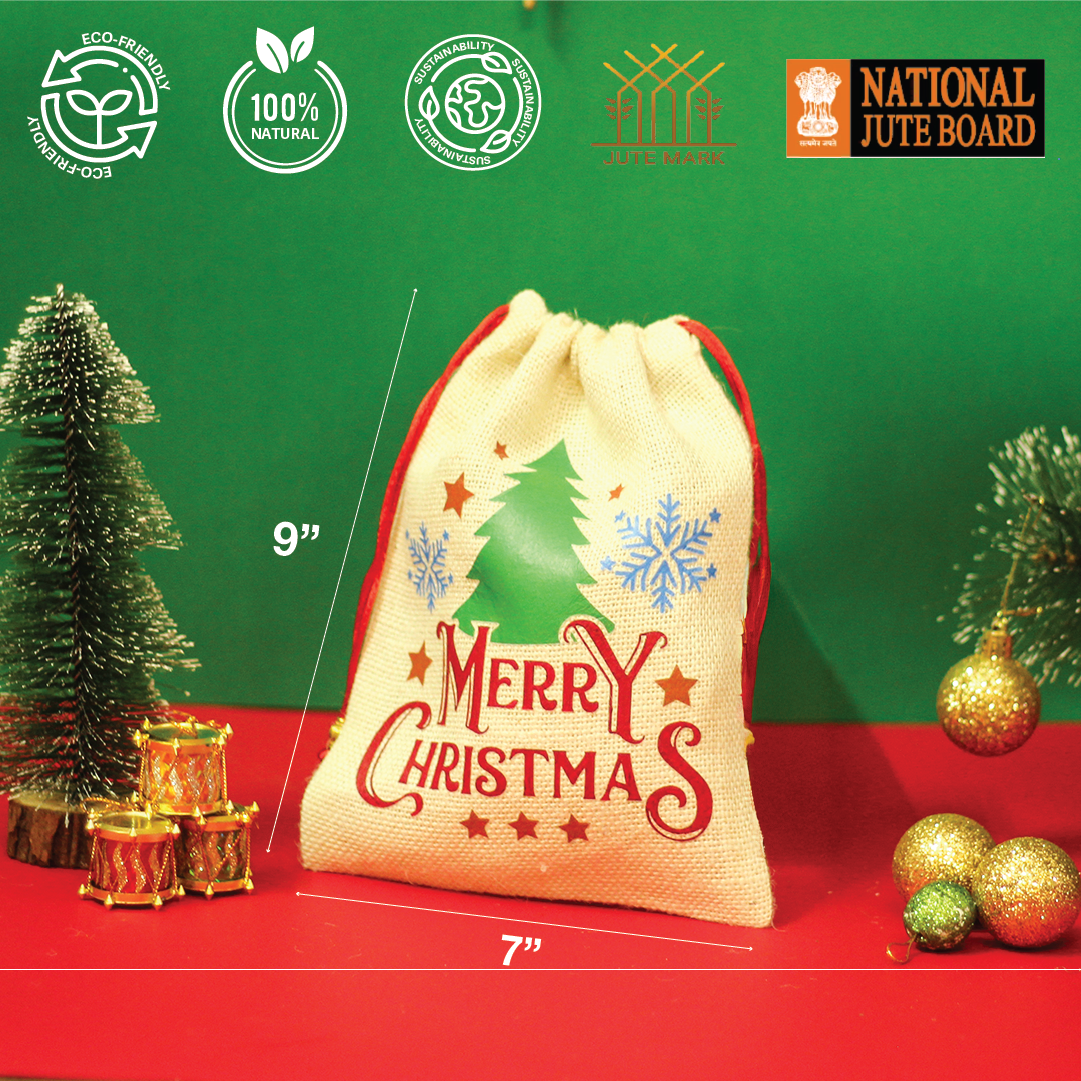 Merry Christmas Tree string pouch