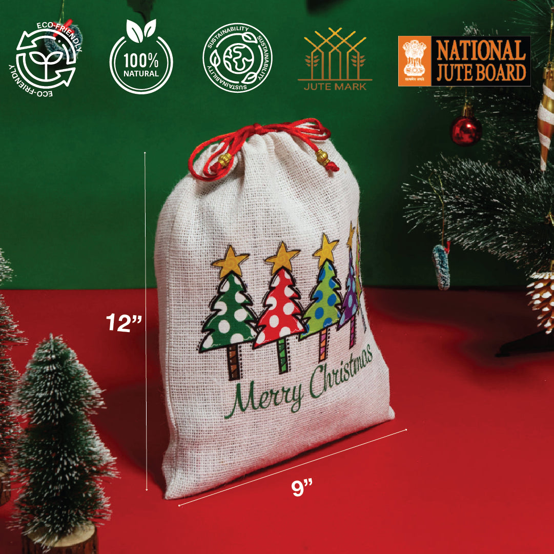 Five Trees Merry Christmas String Pouch