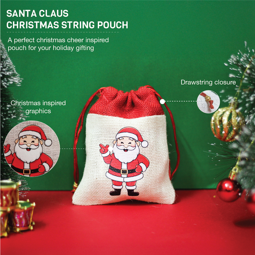 Santa Claus Christmas string pouch