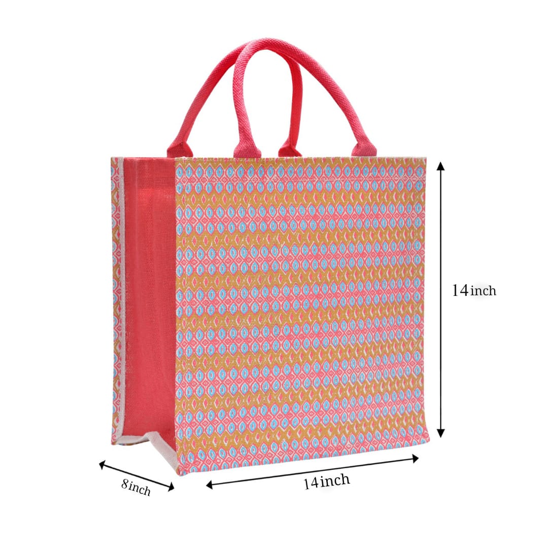 14 X 14 X 8 - RIBBON MOTIF ZIPPER BAG (B-219-HOT PINK)