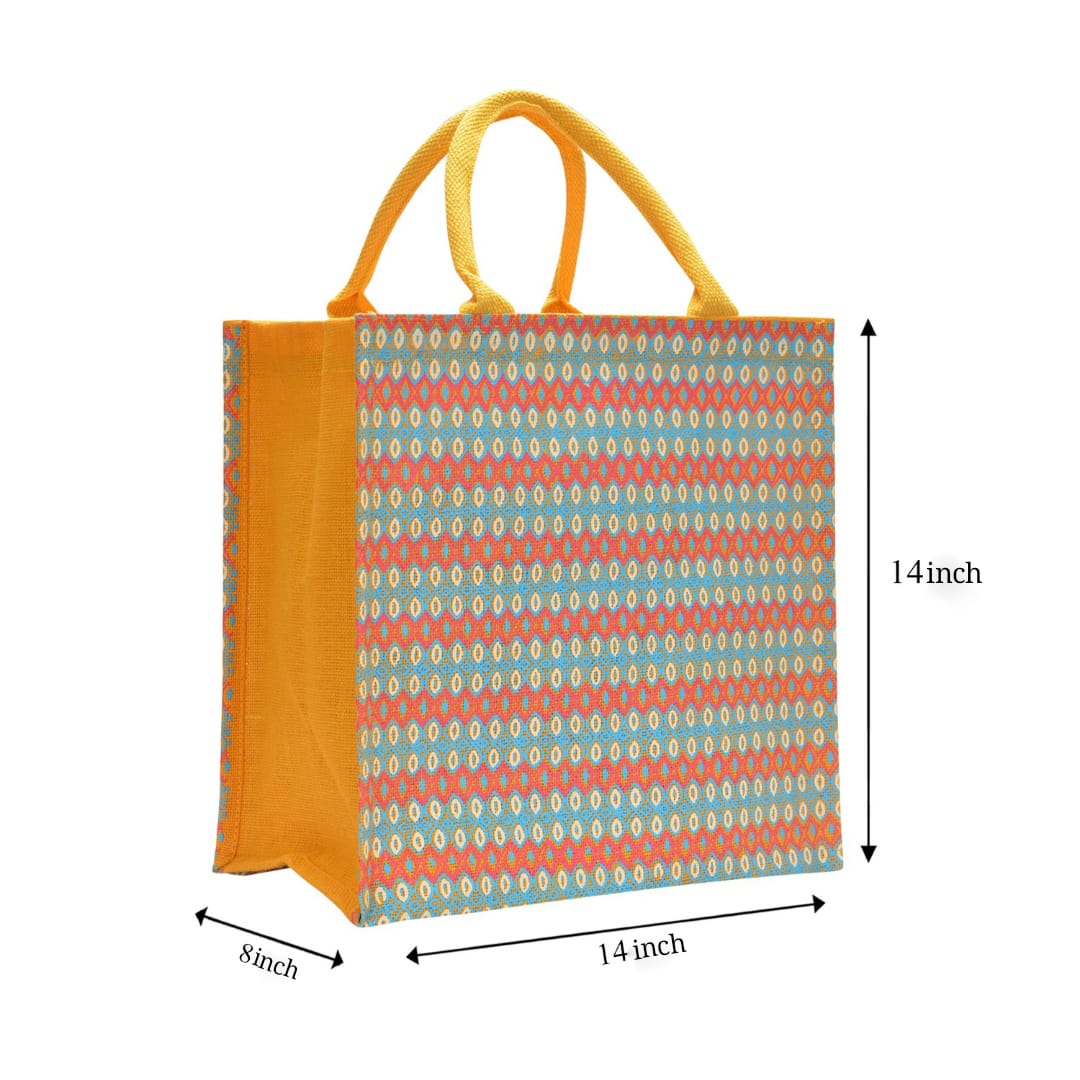 14 X 14 X 8 - RIBBON MOTIF ZIPPER BAG (B-219-YELLOW)
