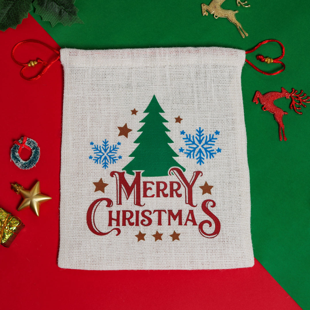 Merry Christmas Tree string pouch