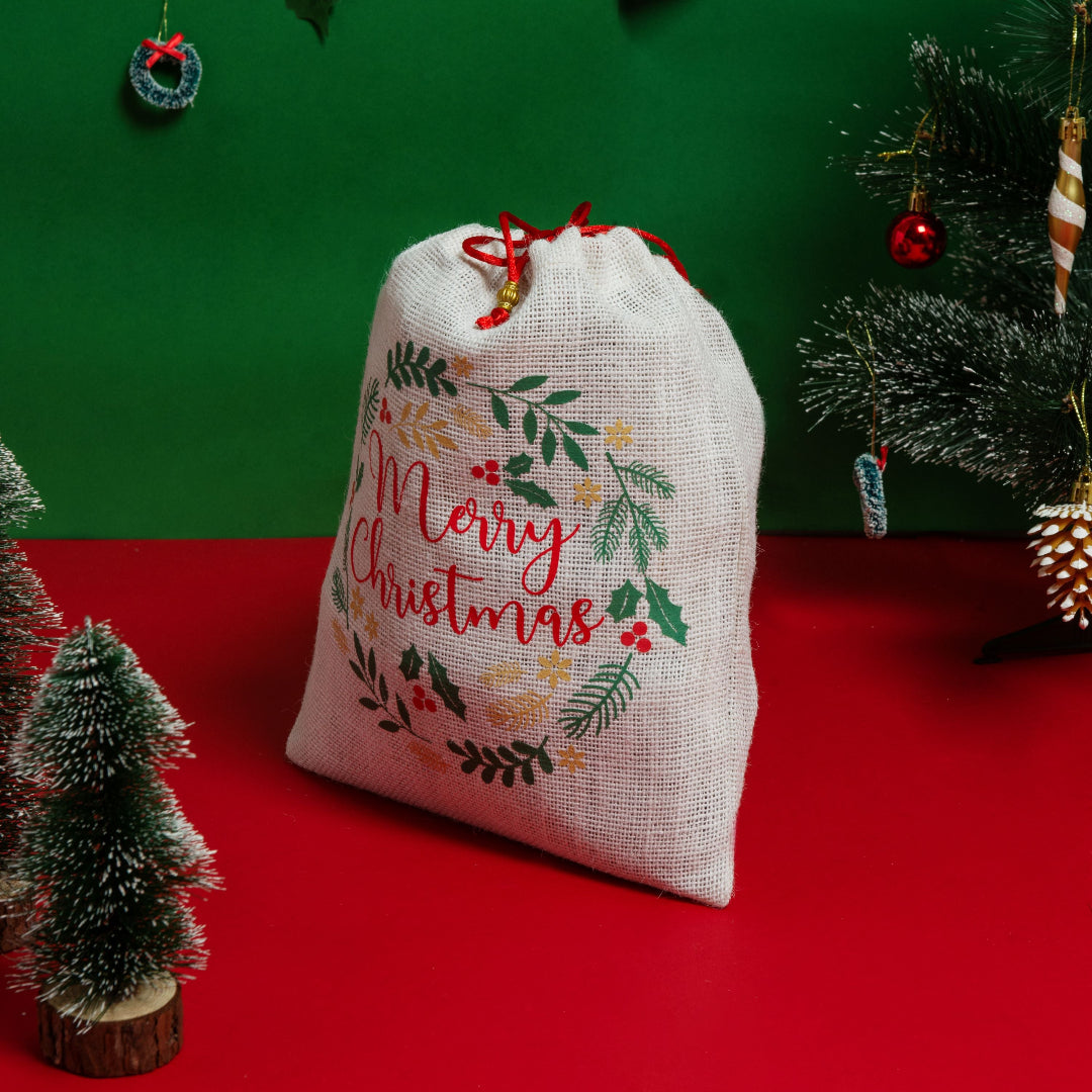 Merry Christmas Wreath String pouch