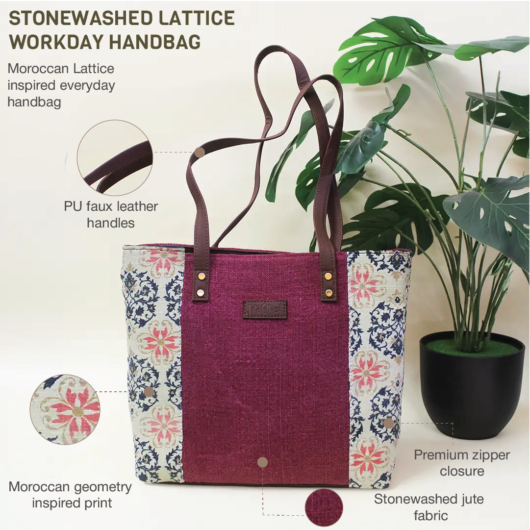 Stonewashed Lattice Workday Handbag