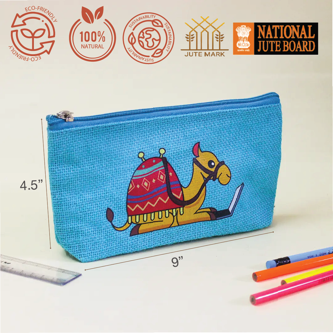 Camel Buddy Jute Pencil Pouch
